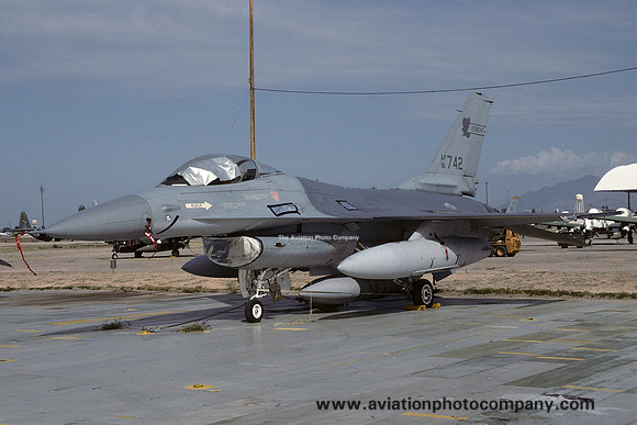 USAF Vermont ANG 134 FS General Dynamics F-16A Fighting Falcon 81-0742 at Davis Monthan (1993)