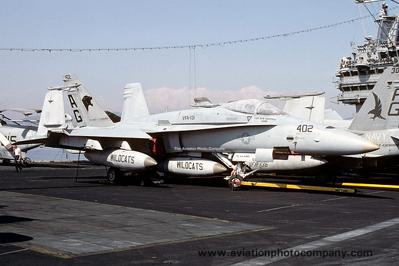 US Navy VFA-131 McDonnell Douglas F/A-18A Hornet 162425/AG-402 on board USS Dwight D Eisenhower (1990)