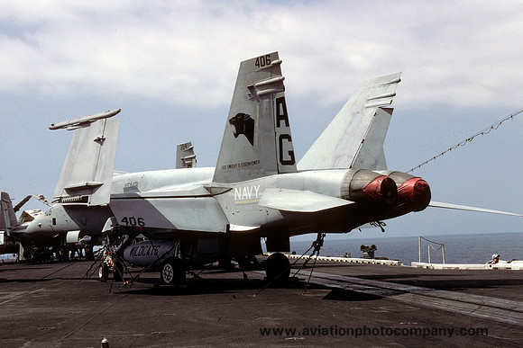 US Navy VFA-131 McDonnell Douglas F/A-18A Hornet 162440/AG-406 on board USS Dwight D Eisenhower (1990)