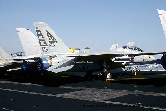 US Navy VF-143 Grumman F-14A Tomcat 161417/AG-101 on board USS Dwight D Eisenhower (1990)
