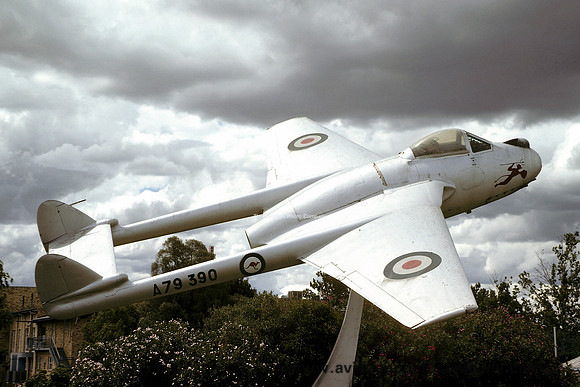 RAAF De Havilland Vampire FB.31 A79-390 displayed at Tamworth (1980)