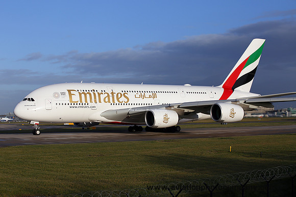 Emirates Airline Airbus A380-861 A6-EUG at Manchester (2018)