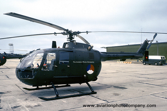 Dutch Air Force MBB Bo105C B-66 at RAF Lossiemouth (1977)