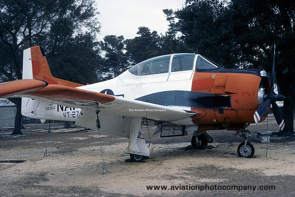 US Navy VT-27 North American T-28B Trojan 138364 displayed at NAS Pensacola (1984)