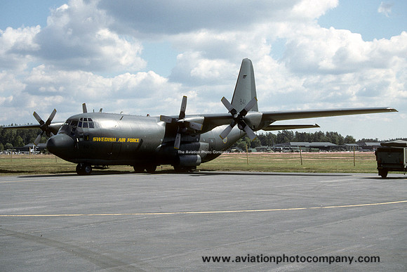 Swedish Air Force F7 Lockheed C-130H (Tp84) Hercules 84001/841 at Ronneby (1994)