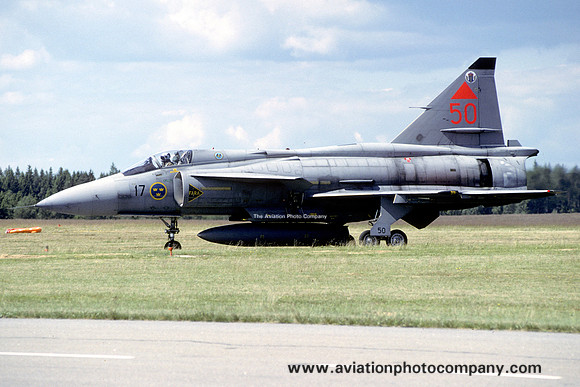 Swedish Air Force F17 SAAB Viggen JA-37 37350/50 at Ronneby (1994)