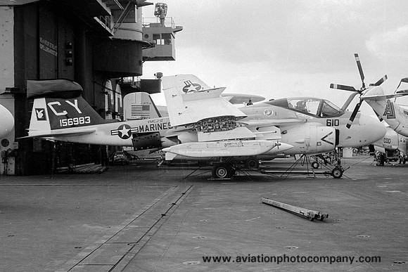 US Marines VMCJ-2 Grumman EA-6A Intruder 156983/CY-610 on board USS America (1974)