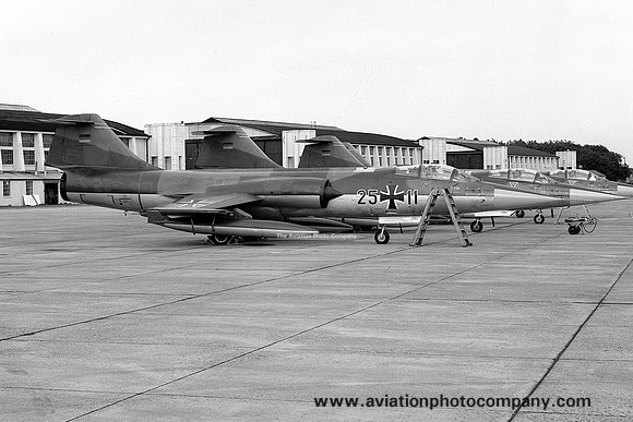 German Air Force Lockheed F-104G Starfighter 25+11 at RAF Leuchars (1972)