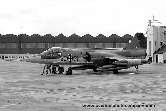 German Air Force Lockheed F-104G Starfighter 25+71 at RAF Leuchars (1972)