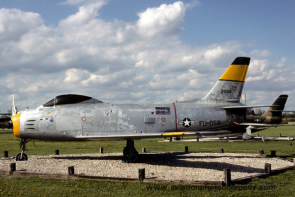 USAF North American F-86H Sabre 52-2058 displayed at Grissom AFB (1991)