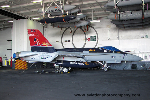US Navy VFA-15 McDonnell Douglas F/A-18C Hornet 164236/AJ-300 on board USS George HW Bush (2011)