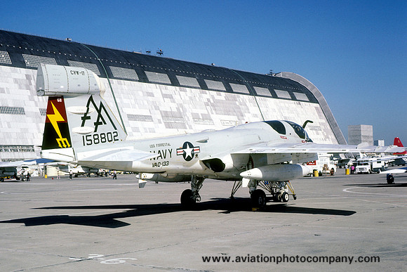 US Navy VAQ-133 Grumman EA-6B Prowler 158802/AA-611 at NAS Moffett Field (1980)