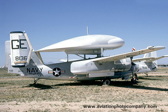 US Navy RVAW-120 Grumman E-1B Tracer 148136 at MASDC Davis Monthan (1975)