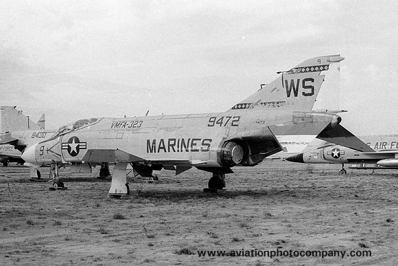 US Marines VMFA-323 McDonnell F-4B Phantom 149472/WS-9 stored at MASDC Davis Monthan (1972)
