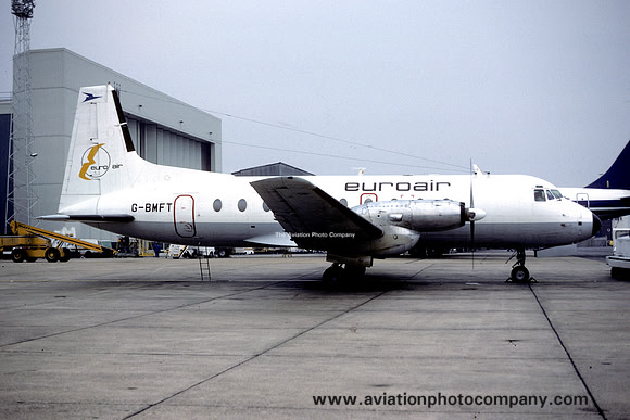Euroair Hawker Siddeley HS.748-2A G-BMFT at Luton (1986)