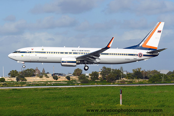 Thai Air Force Boeing 737-BBJ2 HS-MVS at Malta Luqa IAP (2019)