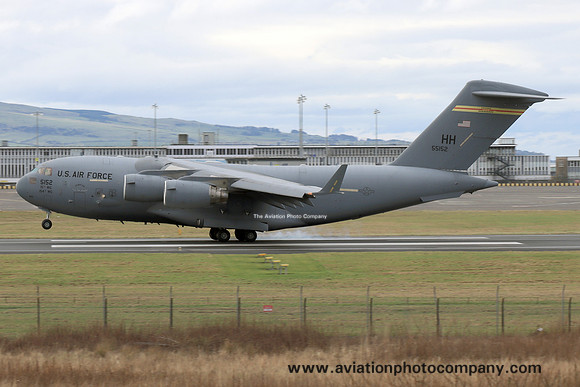 USAF 15 WG 535 AS McDonnell Douglas C-17A Globemaster 05-5152/HH at Prestwick (2024)