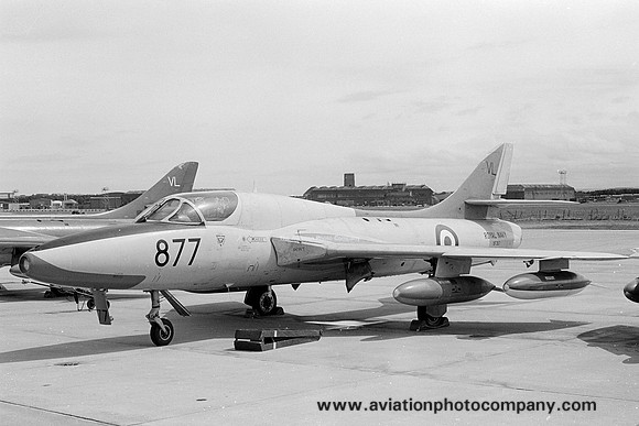 Royal Navy FRADU Hawker Hunter T.8C XF357/VL877 at RAF Lossiemouth (1983)