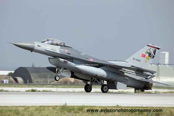 Turkish Air Force 182 Filo General Dynamics F-16C Fighting Falcon 91-0005 during Exercise Anatolian Eagle at Konya (2016)