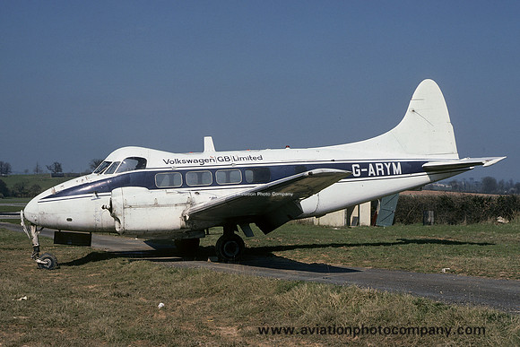 Volkswagen GB Limited De Havilland DH.104 Dove 8 G-ARYM stored at Biggin Hill (1979)
