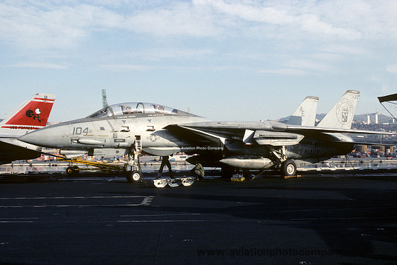 US Navy VF-11 F-14A Tomcat 160410/AE-104 on board USS Forrestal (1991)