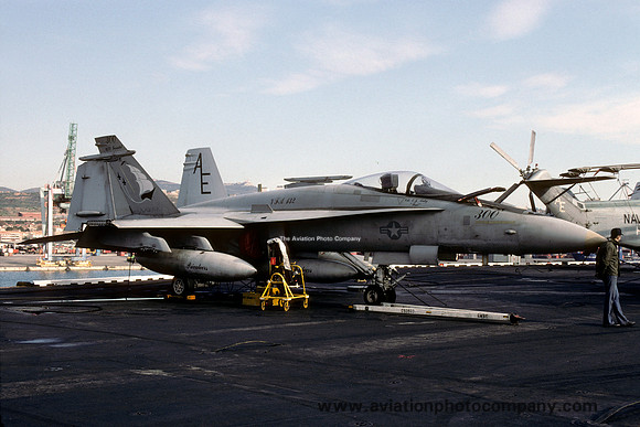 US Navy VFA-132 F/A-18A Hornet 162860/AE-300 on board USS Forrestal (1991)