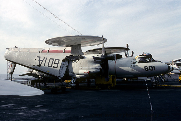 US Navy VAW-122 E-2C Hawkeye 161783/AE-601 on board USS Forrestal (1991)