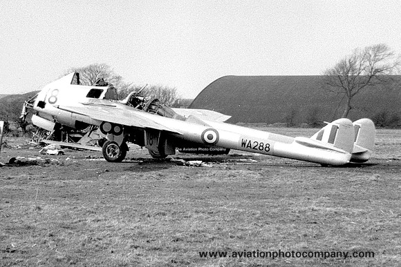 RAF De Havilland Vampire FB.5 WA288 at RAF Silloth (1959)