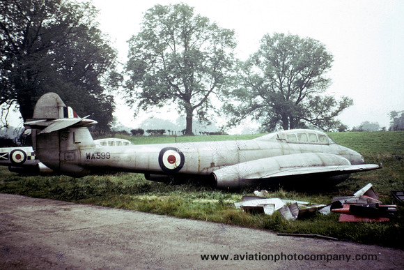 RAF Gloster Meteor T.7 WA599 at the Catterick Fire School (1962)