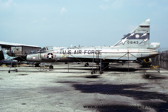 USAF California ANG Convair F-102A Delta Dagger 56-1413 stored at Chino (1977)
