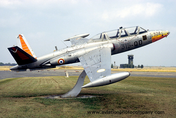 French Air Force Fouga CM.170 Magister 324/315-QD displayed at Cognac (1994)