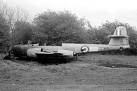 RAF Gloster Meteor F.8 WL166 at the Catterick Fire School (1976)