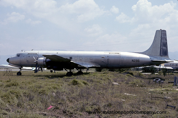 Douglas DC-7CF N295 stored at Bogota (1979)