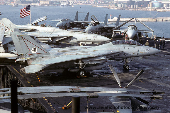 US Navy VF-14 Grumman F-14A Tomcat 160413/AC-102 on board USS John F Kennedy (1992)