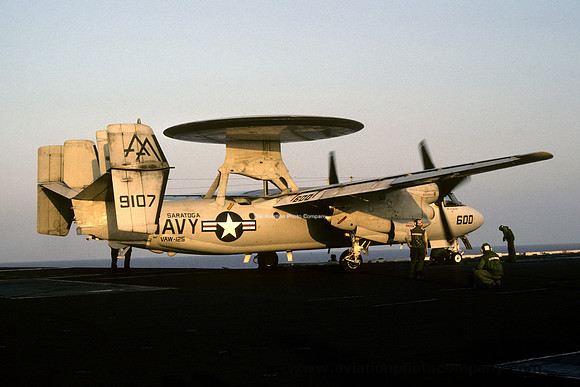 US Navy VAW-125 Grumman E-2C Hawkeye 159107/AA-600 on board USS Saratoga (1992)