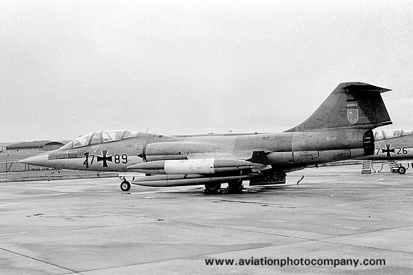 German Air Force WS10 Lockheed TF-104G Starfighter 27+89 at RAF Lossiemouth (1980)