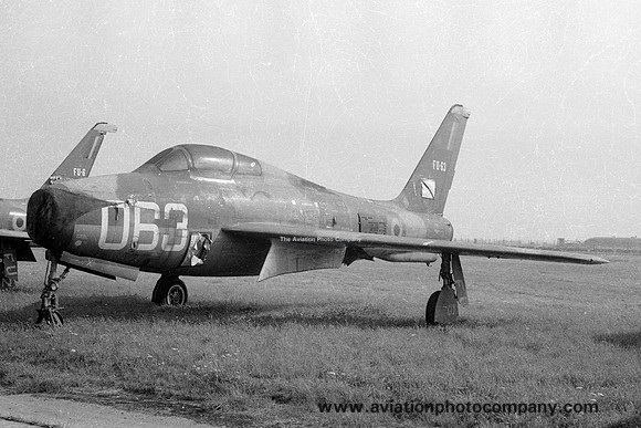 Belgian Air Force Republic F-84F FU-063 stored at Coxyde (1969)
