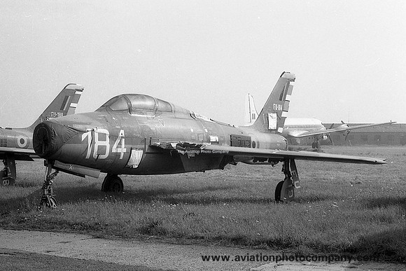 Belgian Air Force Republic F-84F FU-184 stored at Coxyde (1969)