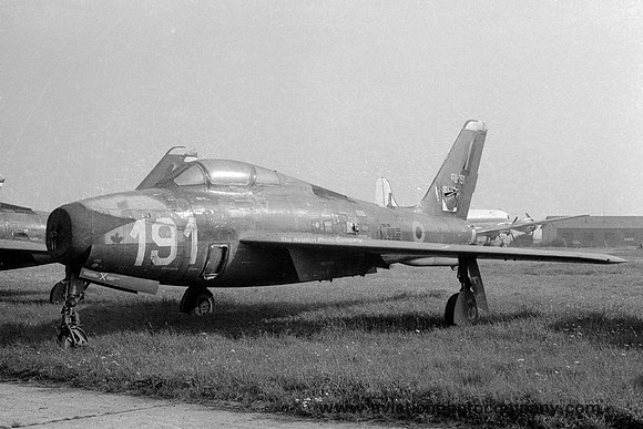 Belgian Air Force Republic F-84F FU-191 stored at Coxyde (1969)