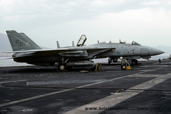 US Navy VF-32 Grumman F-14A Tomcat 160896/AC-205 on board USS John F. Kennedy (1992)