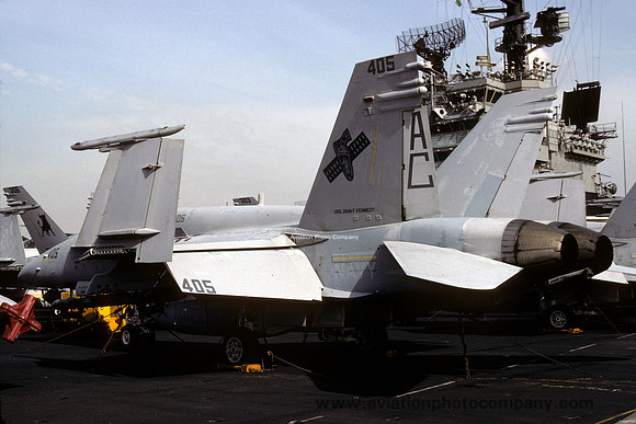 US Navy VFA-105 McDonnell Douglas F/A-18C Hornet 164247/AC405 on board USS John F. Kennedy (1992)