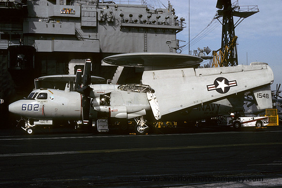US Navy VAW-126 Grumman E-2C Hawkeye 161548/AC-602 on board USS John F. Kennedy (1992)