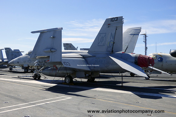 US Navy VFA-41 F/A-18F Super Hornet 166846/NG-103 on board USS John C. Stennis in Marseilles Harbour (2019)
