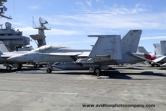 US Navy VFA-41 F/A-18F Super Hornet 166850/NG-107 on board USS John C. Stennis in Marseilles Harbour (2019)