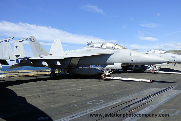 US Navy VFA-41 F/A-18F Super Hornet 166981/NG-111 on board USS John C. Stennis in Marseilles Harbour (2019)