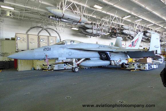 US Navy VFA-14 F/A-18E Super Hornet 168926/NG-201 on board USS John C. Stennis in Marseilles Harbour (2019)