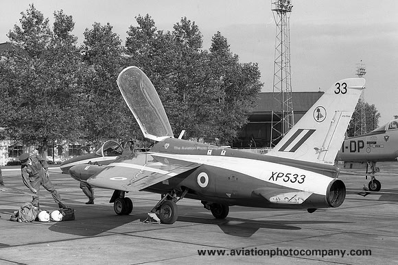 RAF 4 FTS Folland Gnat T.1 XP533 at RAF Leuchars (1970)