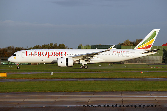 Ethiopian Airlines Airbus A350-941 ET-AUA at Manchester IAP (2023)