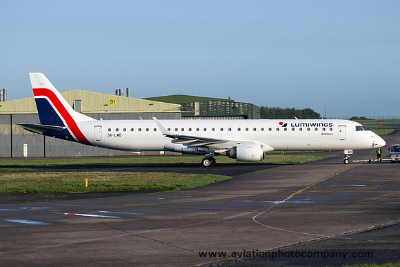 Lumiwings Embraer ERJ-195 SX-LWD at East Midlands (2023)