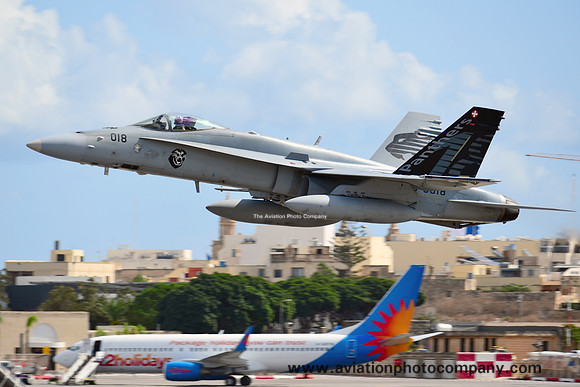 Swiss Air Force McDonnell Douglas F/A-18C Hornet J-5018 at Malta Luqa IAP (2023)